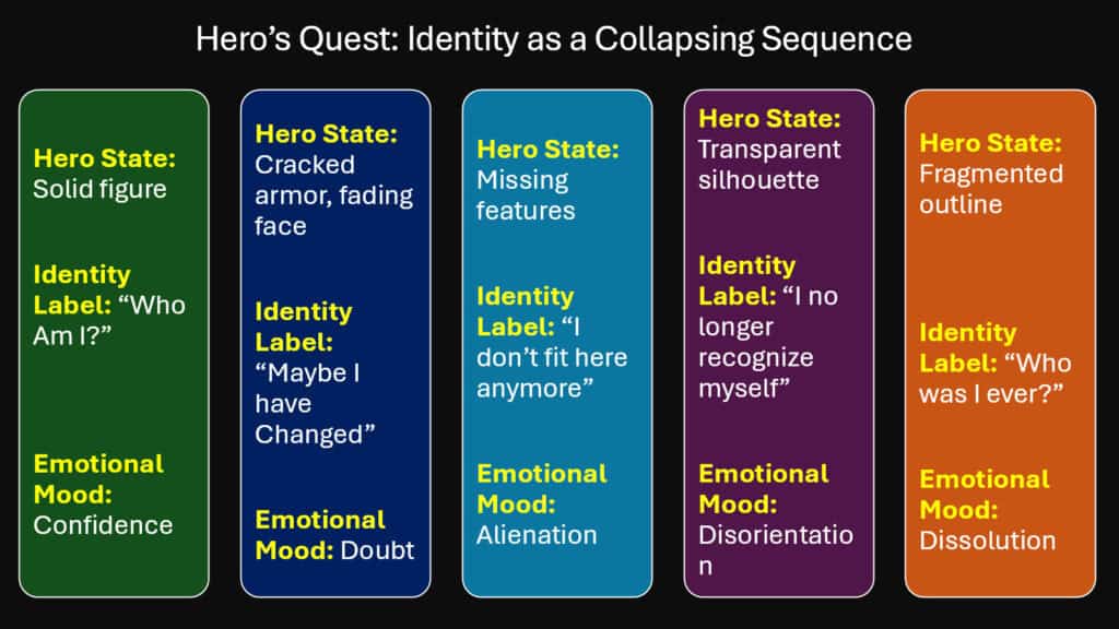 Hero’s Quest -- Identity as a Collapsing Sequence