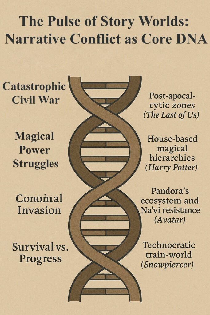 The Pulse of Story Worlds -- Narrative Conflict as Core DNA