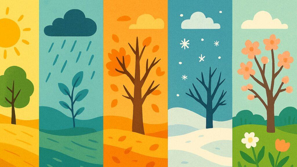Seasons and the Stabilizing Earth -- Oceans, Continents, and Early Climate Cycles