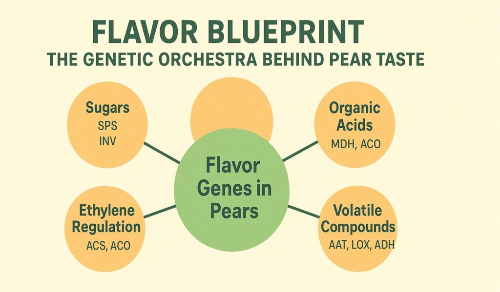 Flavor Blueprint -- The Genetic Orchestra Behind Pear Taste