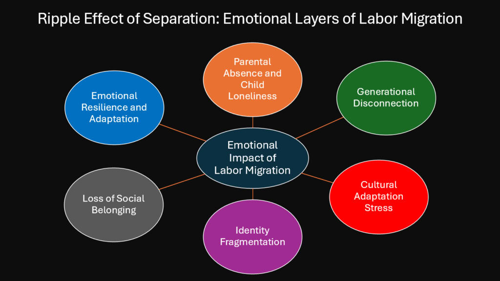 Ripple Effect of Separation -- Emotional Layers of Labor Migration