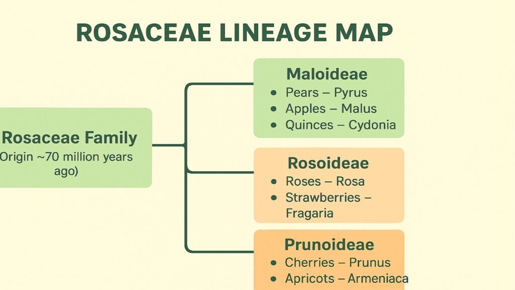 Rosaceae Lineage Map -- How Pears Share Their Genetic Roots