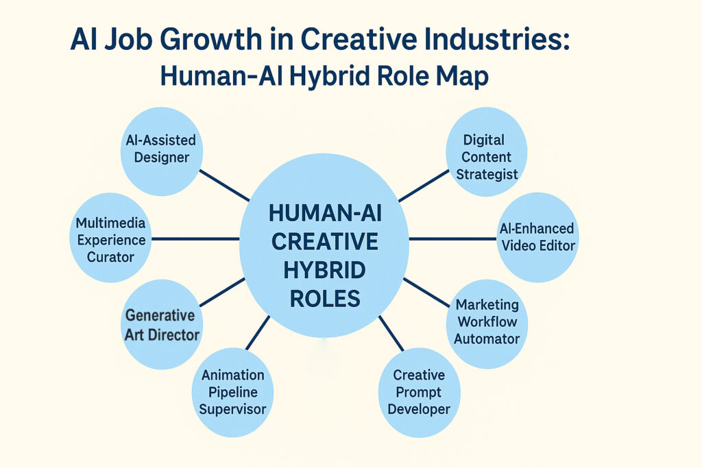 AI Job Growth in Creative Industries -- Human-AI Hybrid Role Map