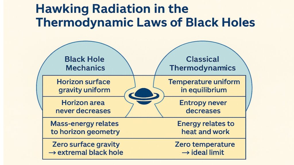 Hawking Radiation in Thermodynamic Laws of Black Holes