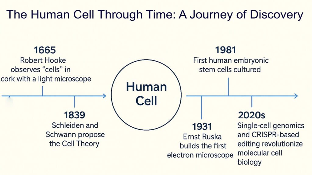 The Human Cell Through Time -- A Journey of Discovery
