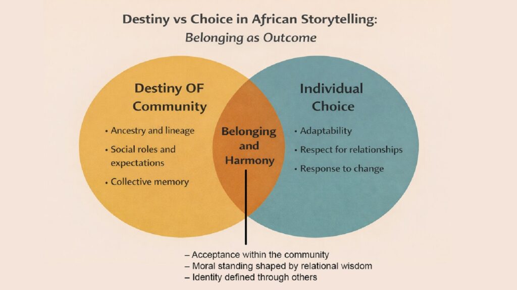 Destiny vs Choice in African Storytelling -- Belonging as Outcome