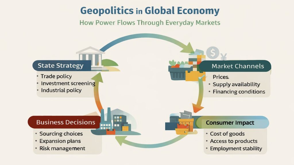 Geopolitics in Global Economy -- How Power Flows Through Everyday Markets