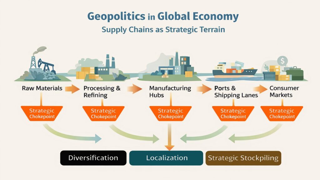 Geopolitics in Global Economy -- Supply Chains as Strategic Terrain