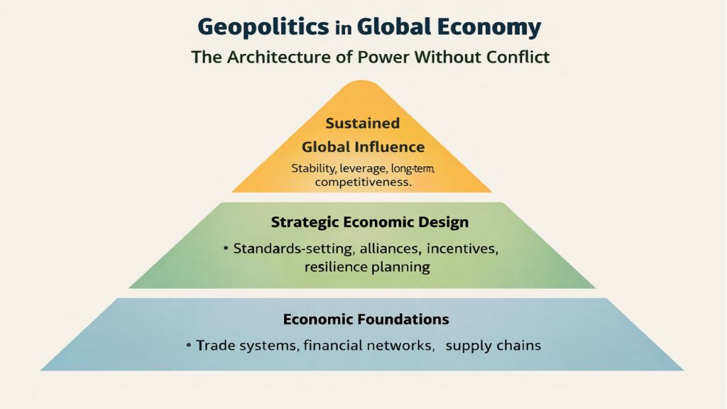 Geopolitics in Global Economy -- The Architecture of Power Without Conflict