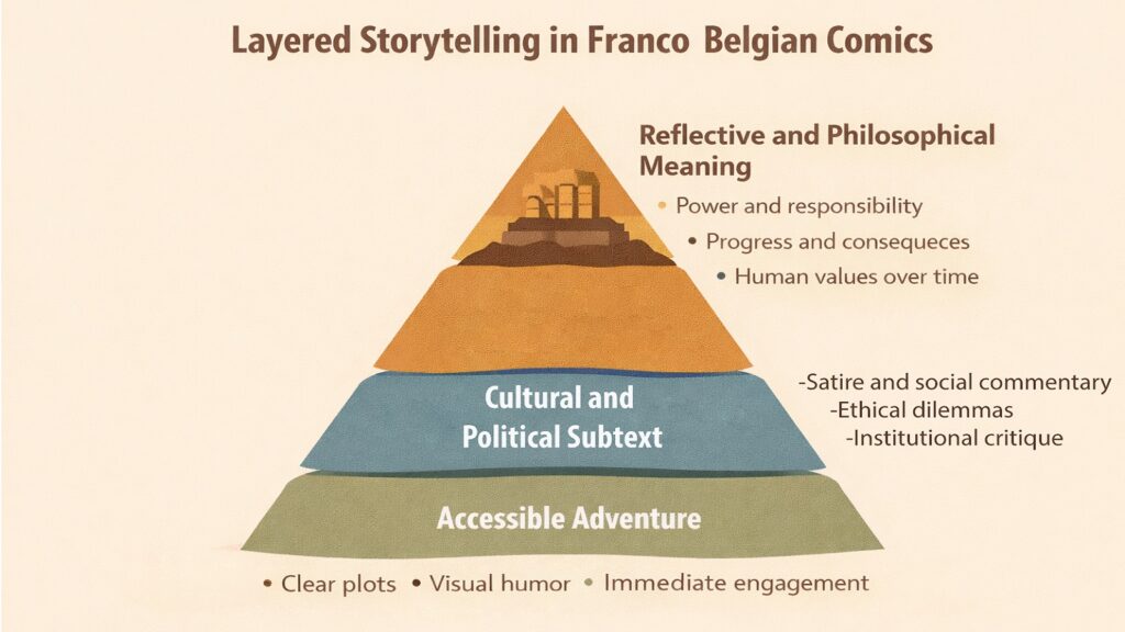Layered Storytelling in Franco Belgian Comics