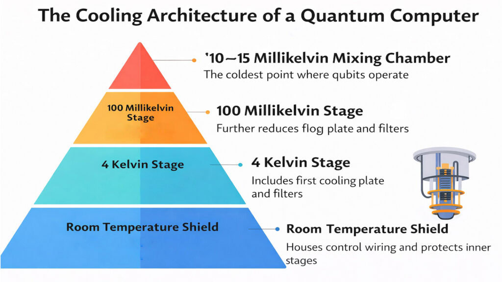 The Cooling Architecture of a Quantum Computer