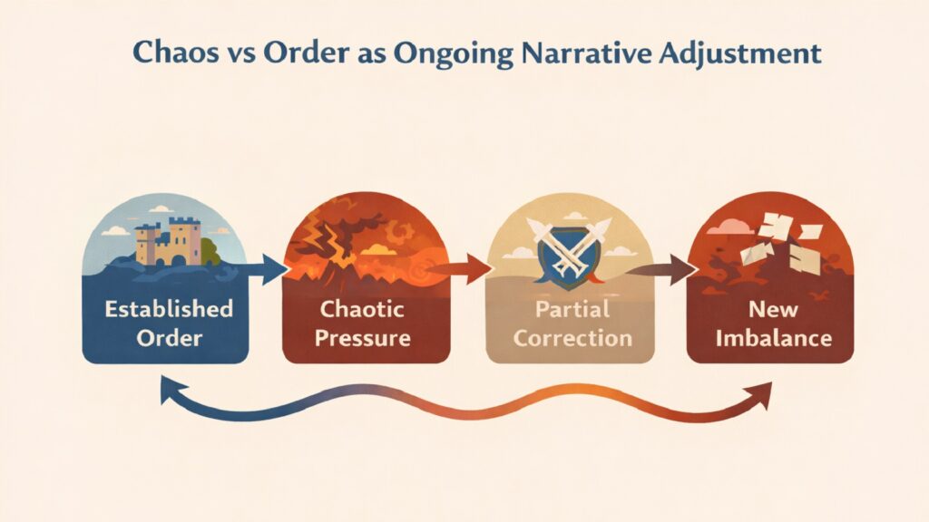 Chaos vs Order as Ongoing Narrative Adjustment