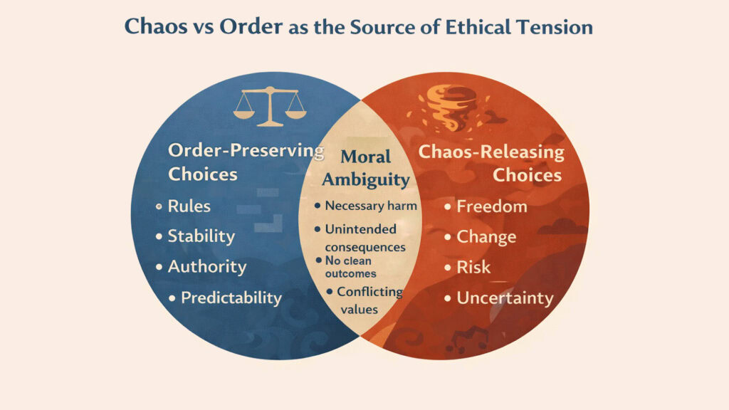 Chaos vs Order as the Source of Ethical Tension