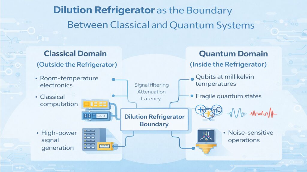 Dilution Refrigerator as Boundary Between Classical and Quantum Systems