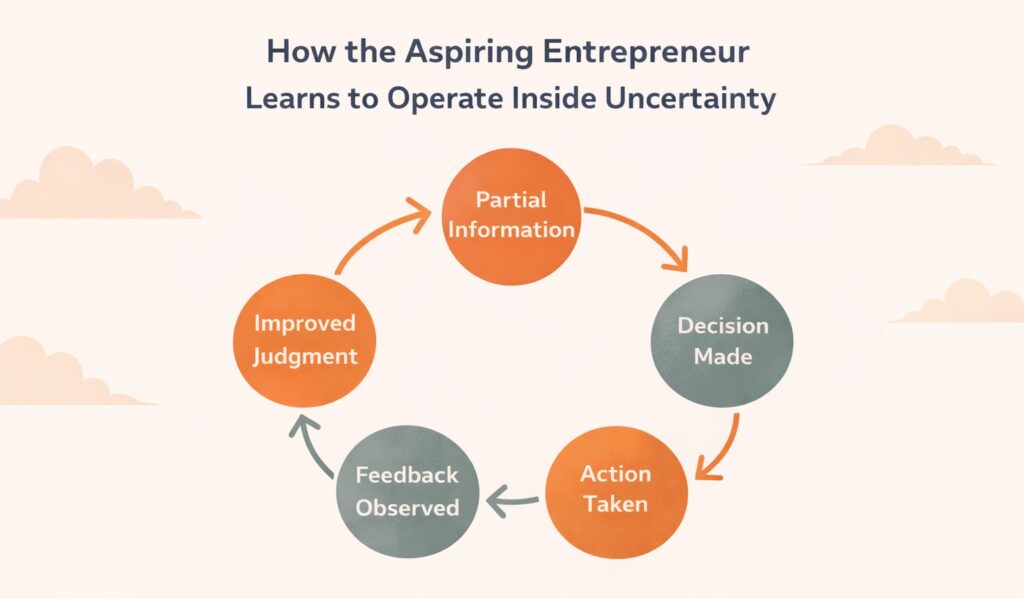 How the Aspiring Entrepreneur Learns to Operate Inside Uncertainty