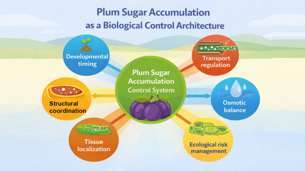 Plum Sugar Accumulation as a Biological Control Architecture
