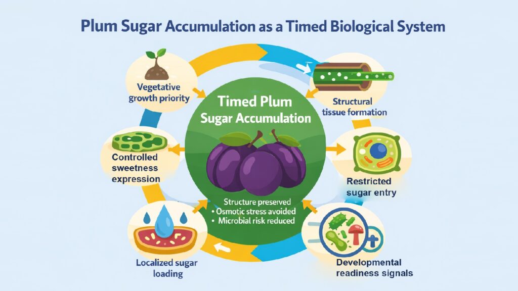 Plum Sugar Accumulation as a Timed Biological System