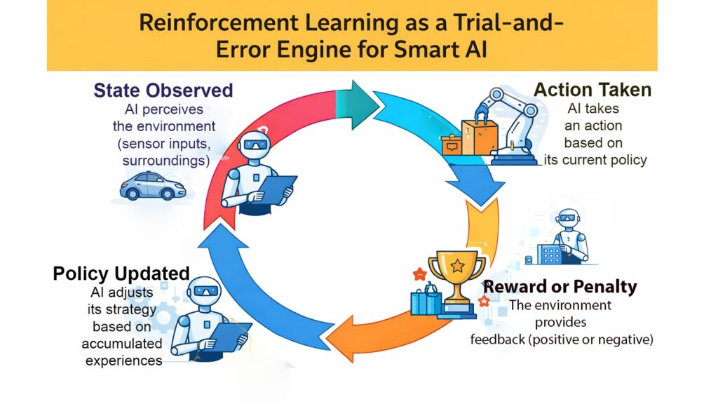 Reinforcement Learning as a Trial-and-Error Engine for Smart AI
