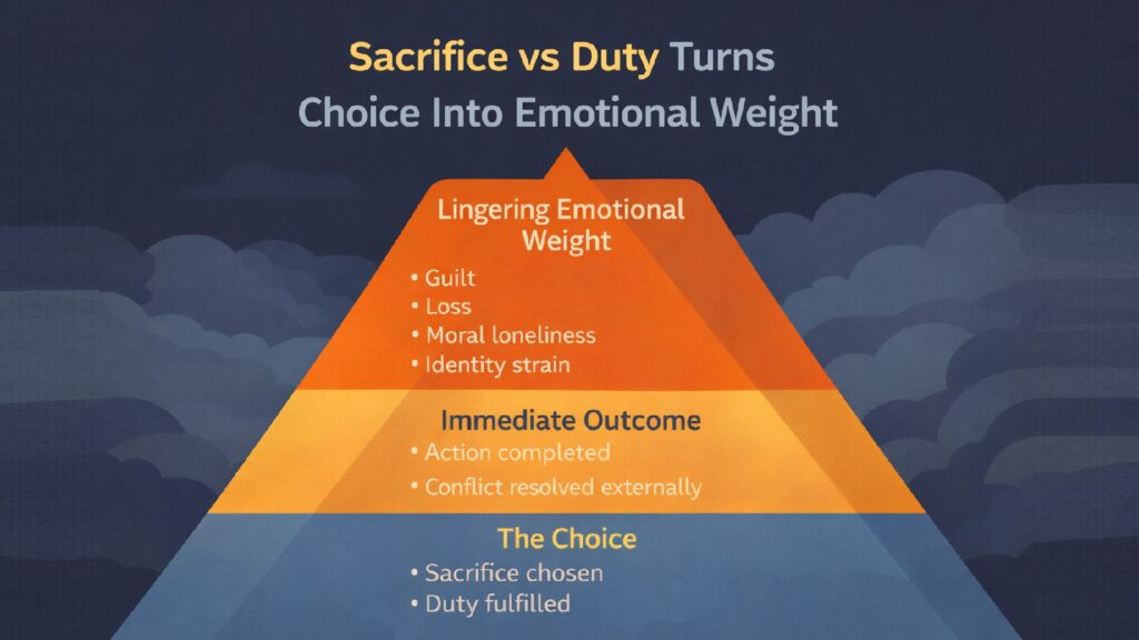 Sacrifice vs Duty Turns Choice Into Emotional Weight