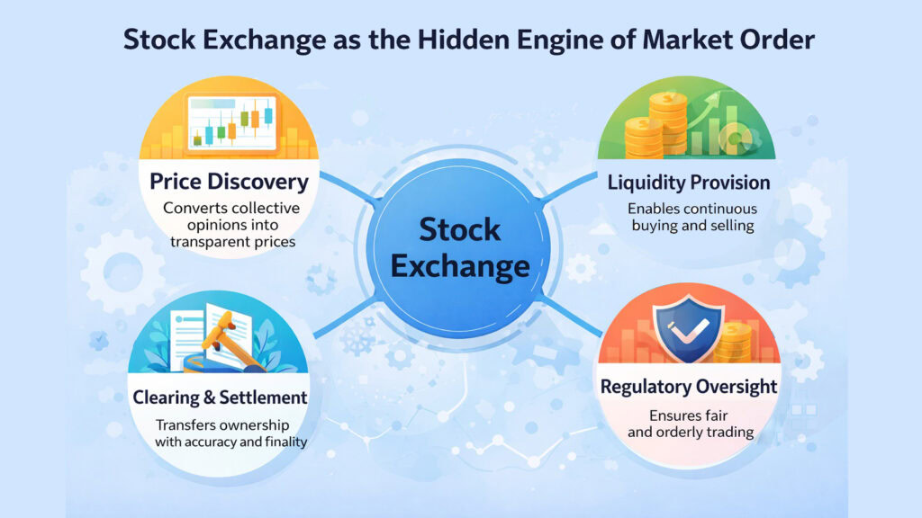 Stock Exchange as the Hidden Engine of Market Order