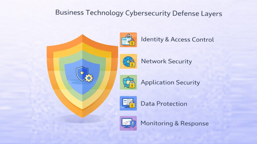 Business Technology Cybersecurity Defense Layers