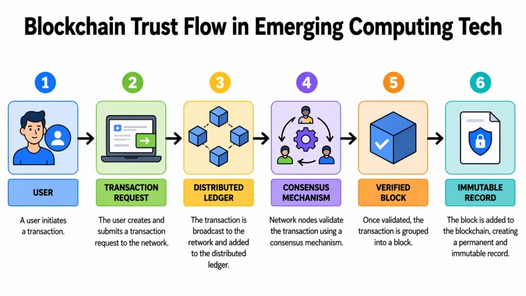 Blockchain Trust Flow in Emerging Computing Tech