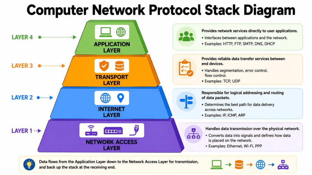 Computer Network Protocol Stack Diagram