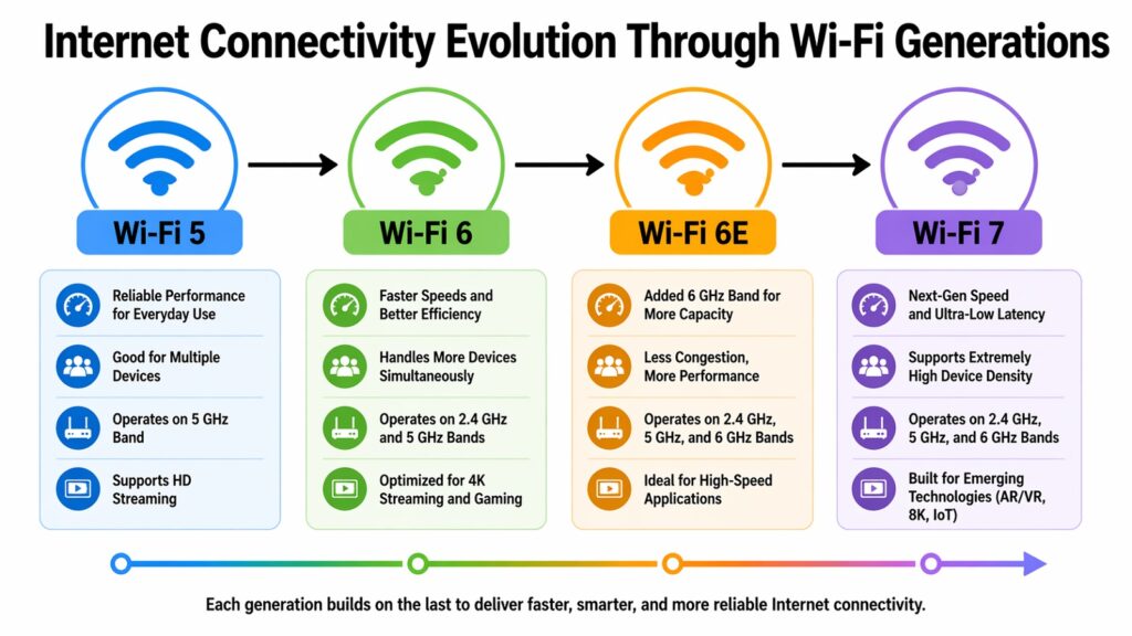 Internet Connectivity Evolution Through Wi-Fi Generations