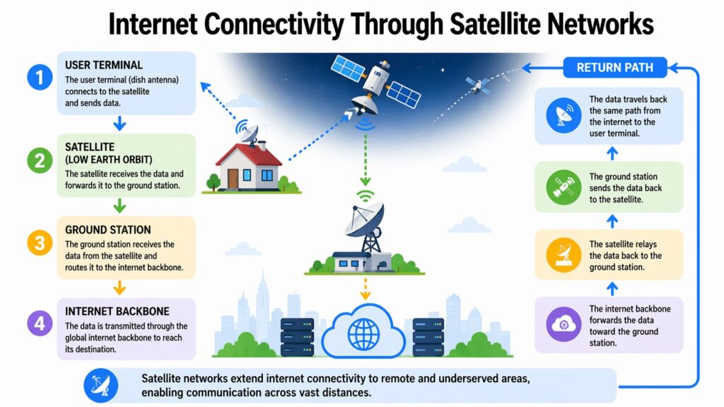 Internet Connectivity Through Satellite Networks