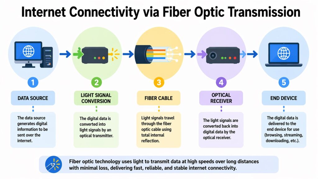 Internet Connectivity via Fiber Optic Transmission