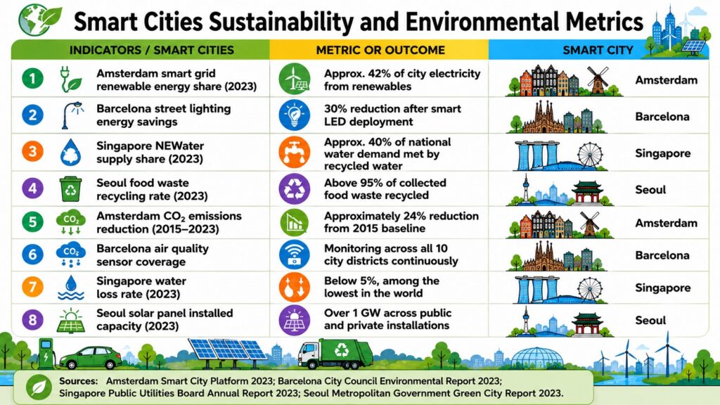 Smart Cities Sustainability and Environmental Metrics