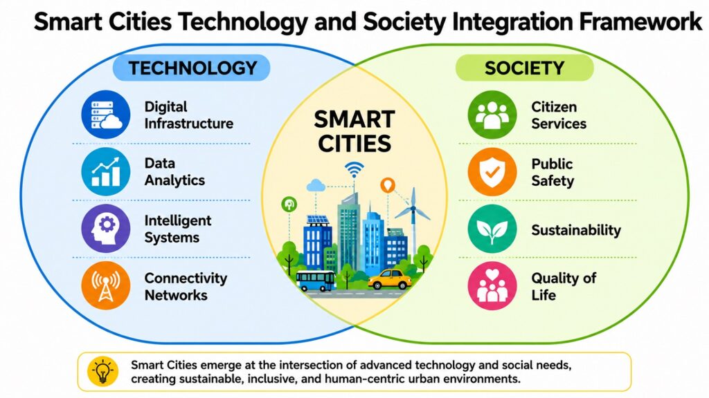 Smart Cities Technology and Society Integration Framework