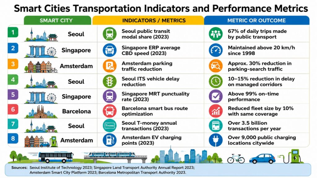 Smart Cities Transportation Indicators and Performance Metrics