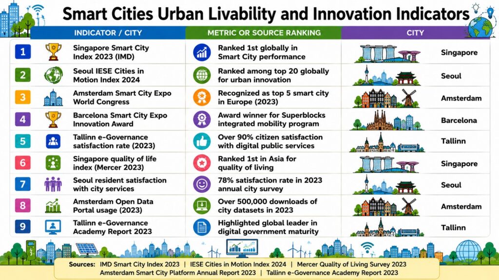Smart Cities Urban Livability and Innovation Indicators
