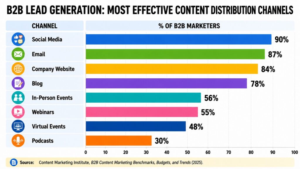 B2B Lead Generation -- Most Effective Content Distribution Channels