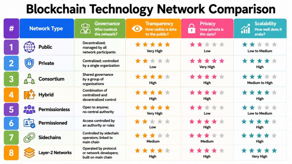 Blockchain Technology Network Comparison