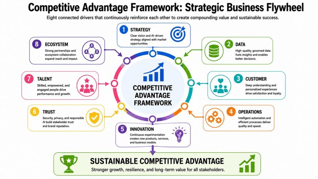 Competitive Advantage Framework -- Strategic Business Flywheel