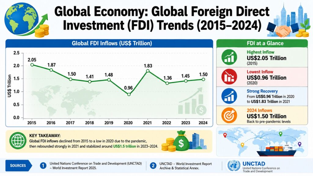 Global Economy -- Global Foreign Direct Investment (FDI) Trends (2015–2024)