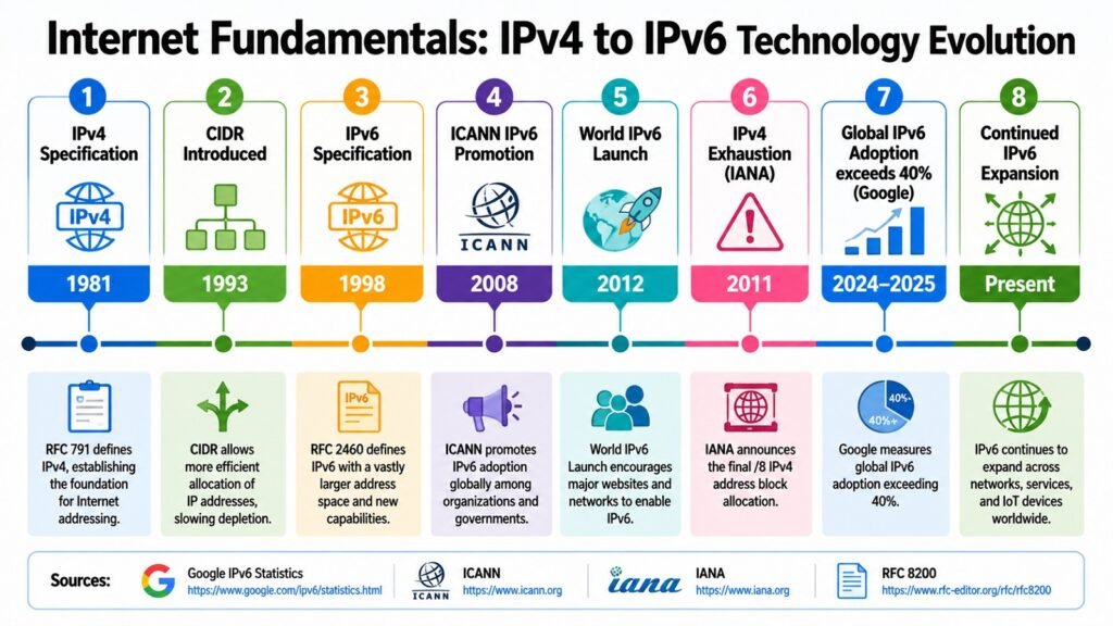 Internet Fundamentals -- IPv4 to IPv6 Technology Evolution