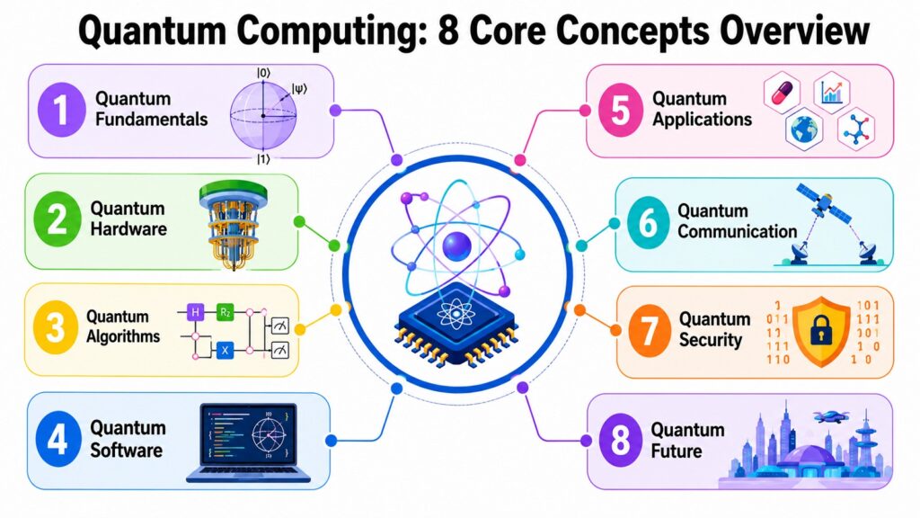 Quantum Computing -- 8 Core Concepts Overview