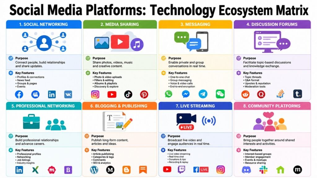 Social Media Platforms -- Technology Ecosystem Matrix