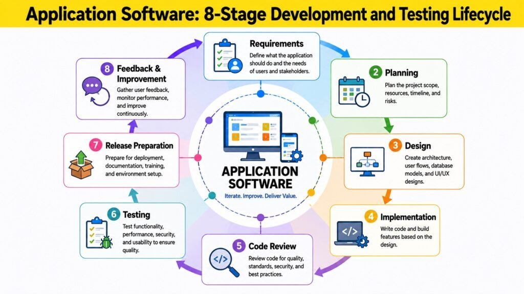 Application Software -- 8-Stage Development and Testing Lifecycle
