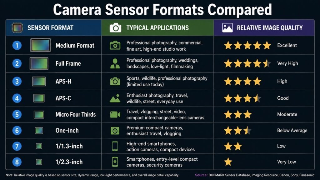 Camera Sensor Formats Compared