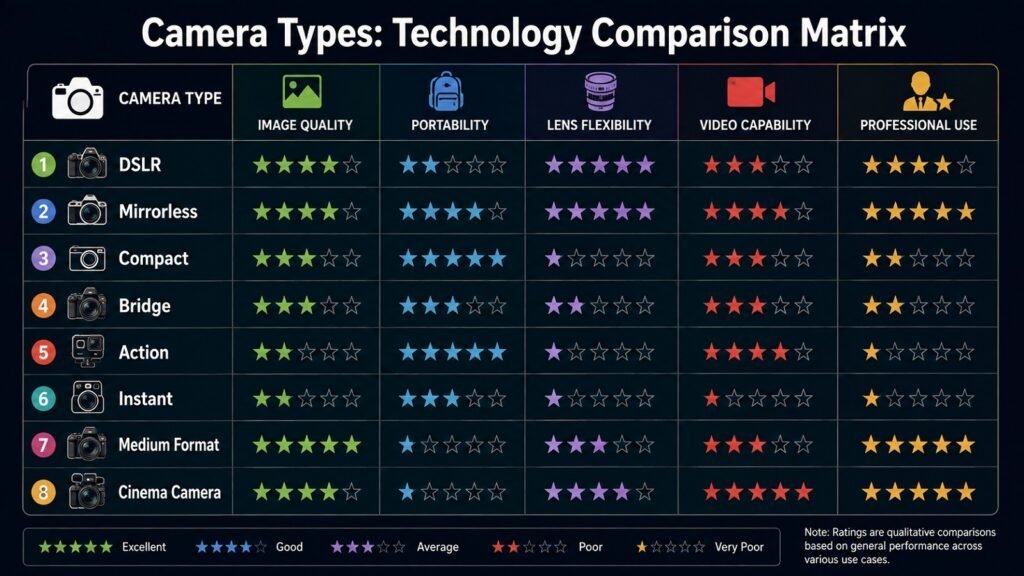 Camera Types -- Technology Comparison Matrix