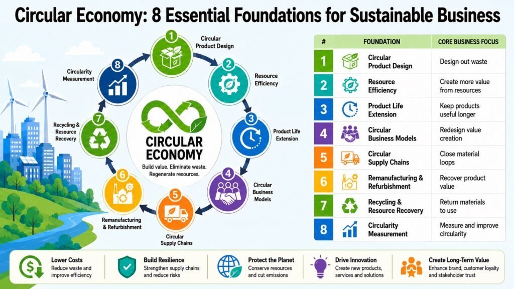 Circular Economy -- 8 Essential Foundations for Sustainable Business