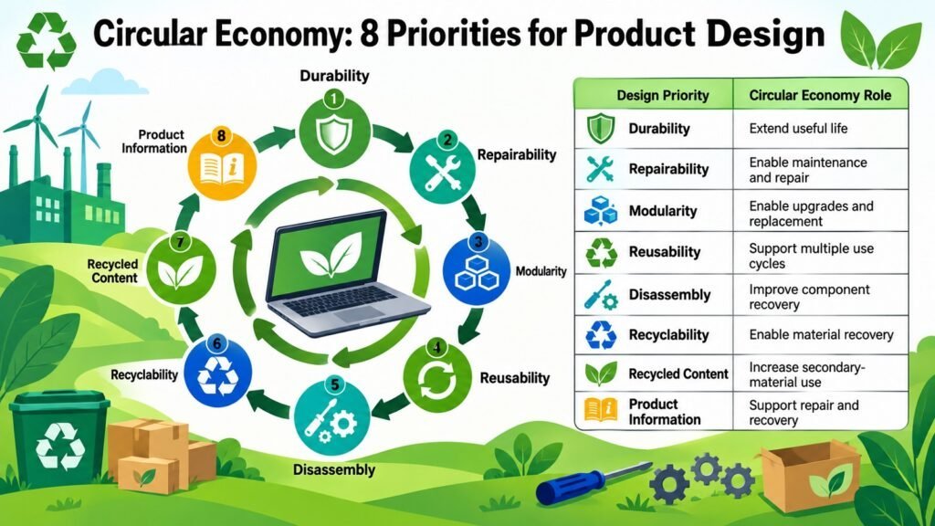 Circular Economy -- 8 Priorities for Product Design