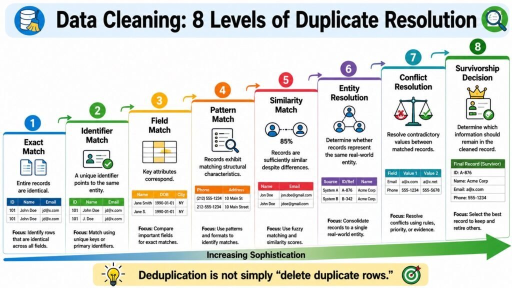 Data Cleaning -- 8 Levels of Duplicate Resolution