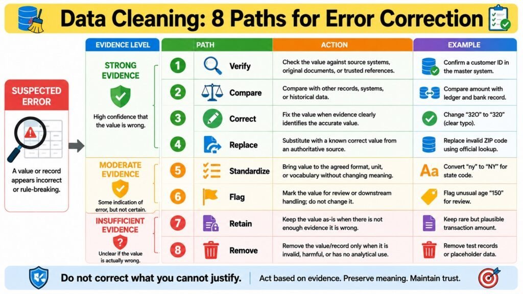 Data Cleaning -- 8 Paths for Error Correction