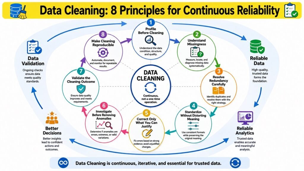 Data Cleaning -- 8 Principles for Continuous Reliability