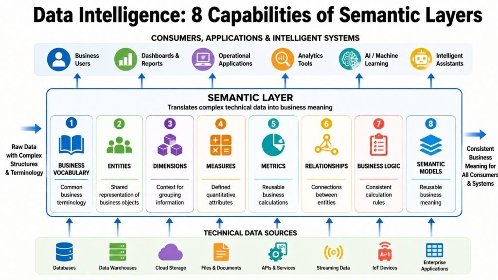 Data Intelligence -- 8 Capabilities of Semantic Layers